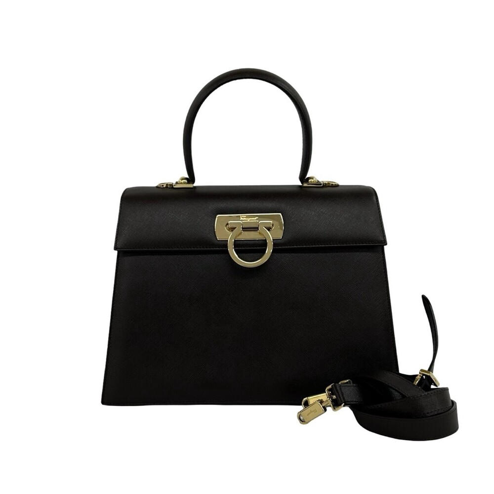 Salvatore Ferragamo Gancini Logo Hardware Leather 2-way Shoulder Bag/Handbag ...